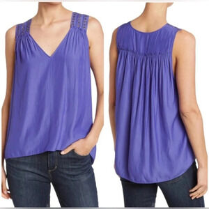 Ramy Brook Women Electric Blue Satin V-neck Sleeveless Blouse Top Size S/P